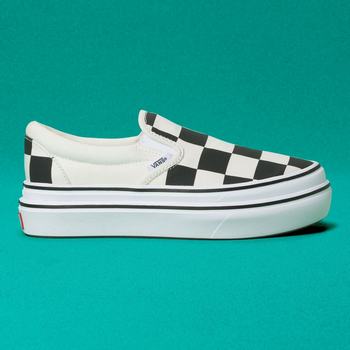 Damske Slip On Tenisky Vans Big Classics Checker Super ComfyCush Čierne/Biele VA35VMTFN